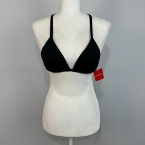 Spanx‎ Women's Swim Triangle Top Neck Tie Light Support Water Black Size Small